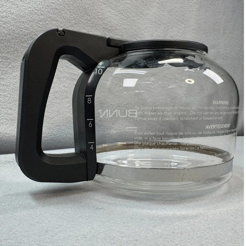 BUNN Coffee Carafe 10 Cup Clear Glass Black Handle Replacement Pot OEM